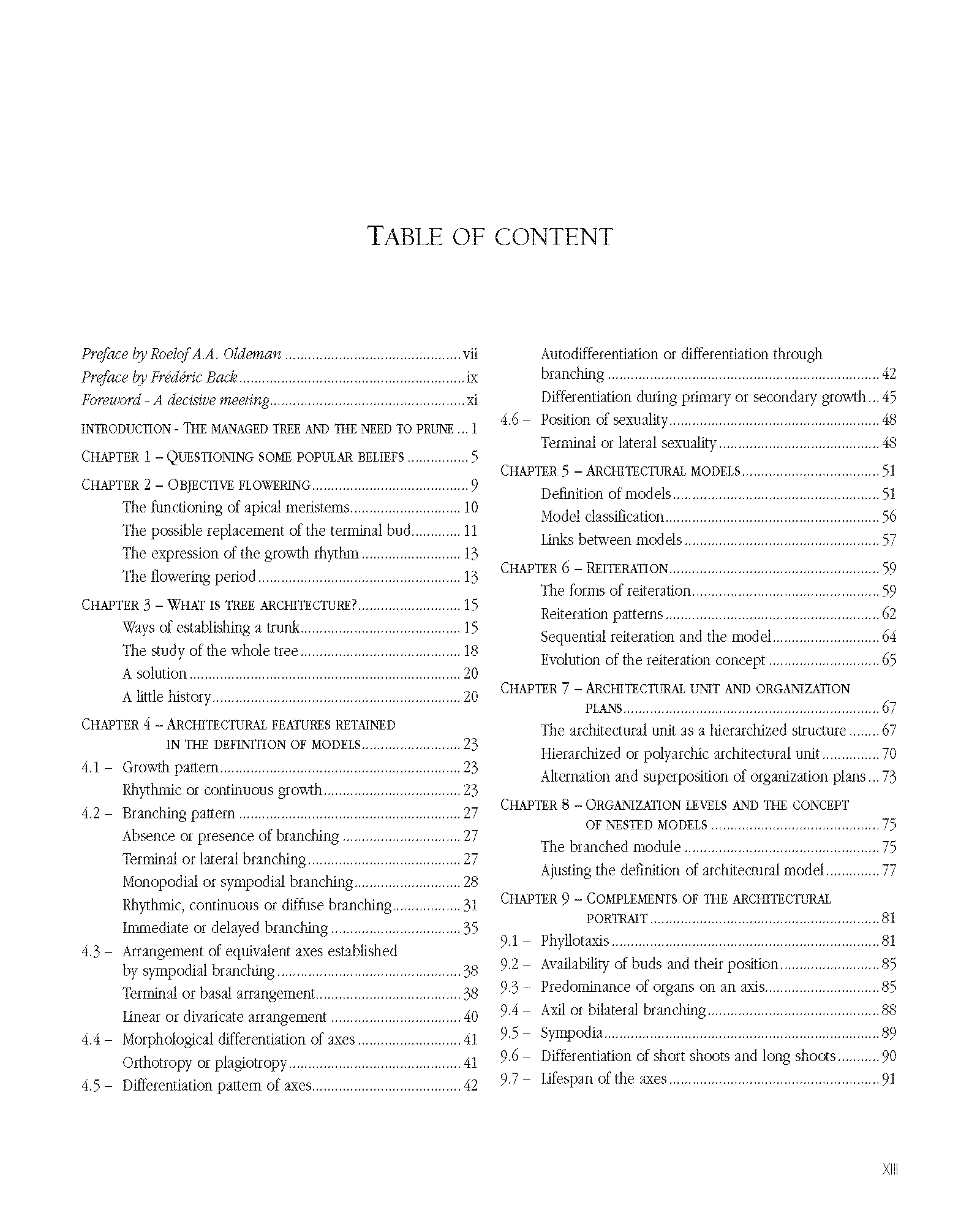 The architecture of trees in temperate regions