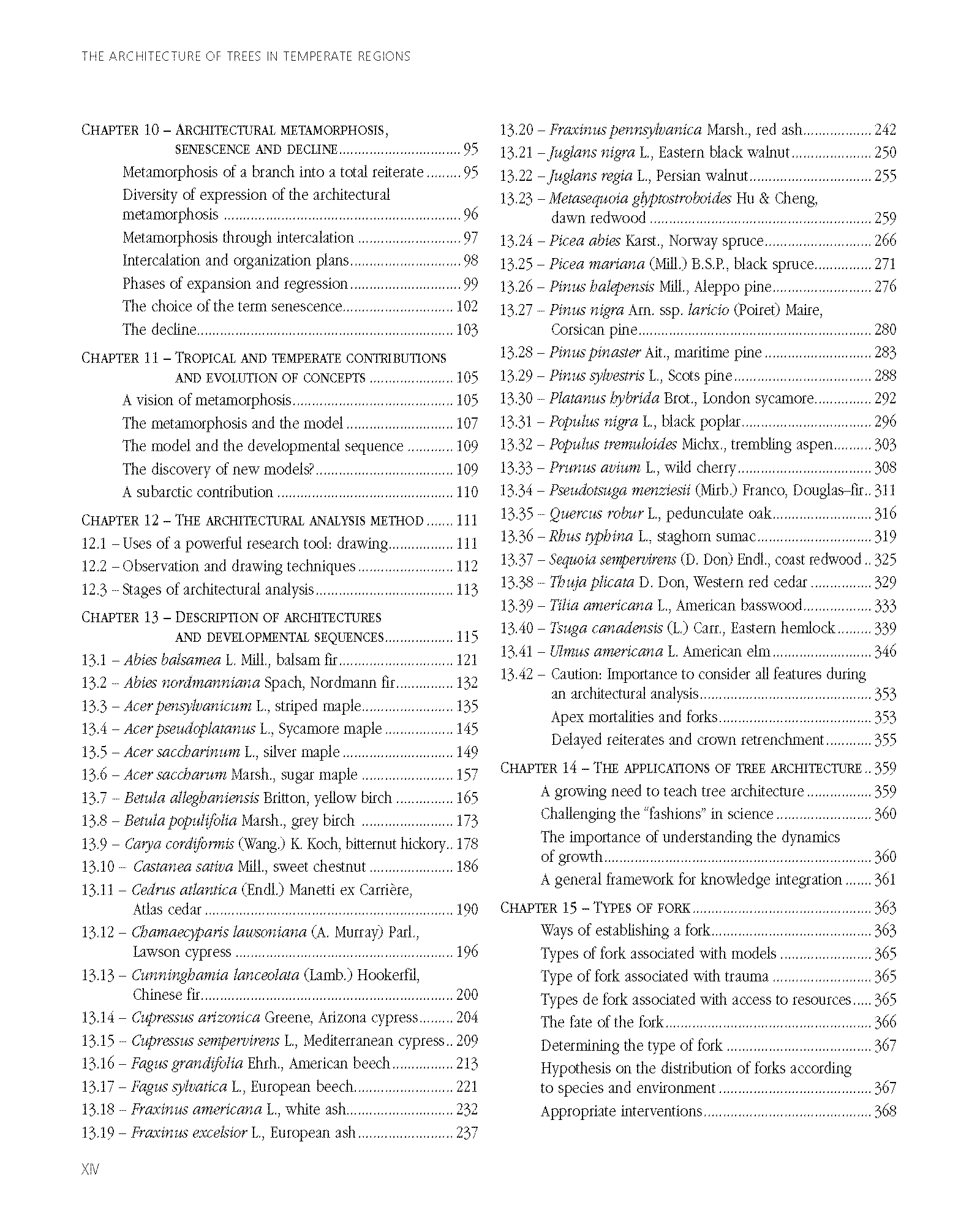 The architecture of trees in temperate regions